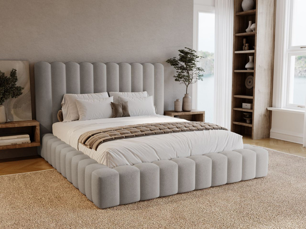 Bed met Opbergruimte en lattenbodem 120x200 Rotto Lichtgrijs