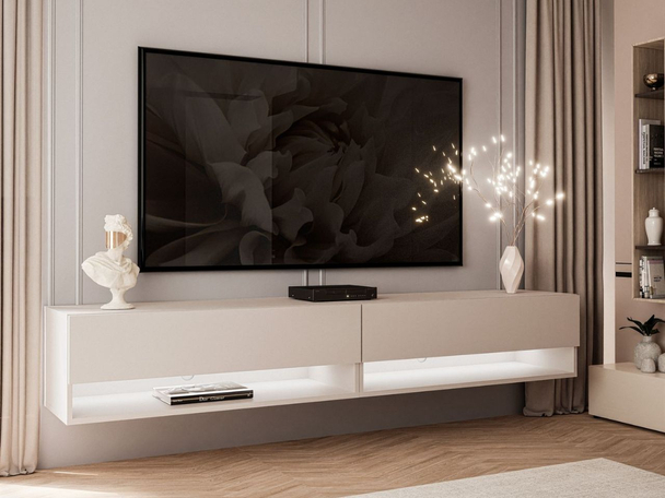 TV-wandmeubel 180 cm voor de woonkamer met ledverlichting Aurelie Kashmir mat