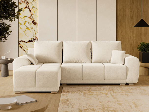 Hoekbank Links met Slaapfunctie en Opbergruimte Monti Beige