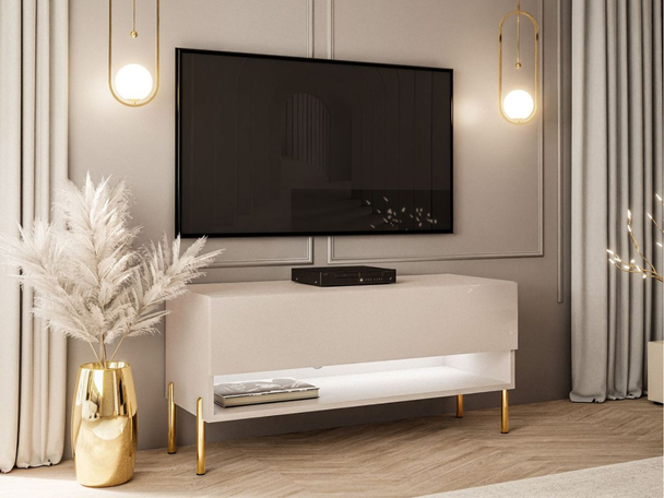 Tv-meubel 90 cm op rechte poten met ledverlichting Aurelie Kashmir mat