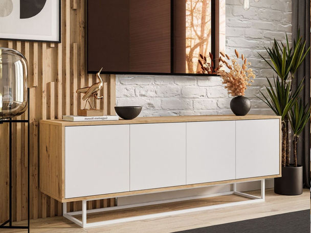 TV-Meubel met deuren Vivance Wit, Artisan Eik