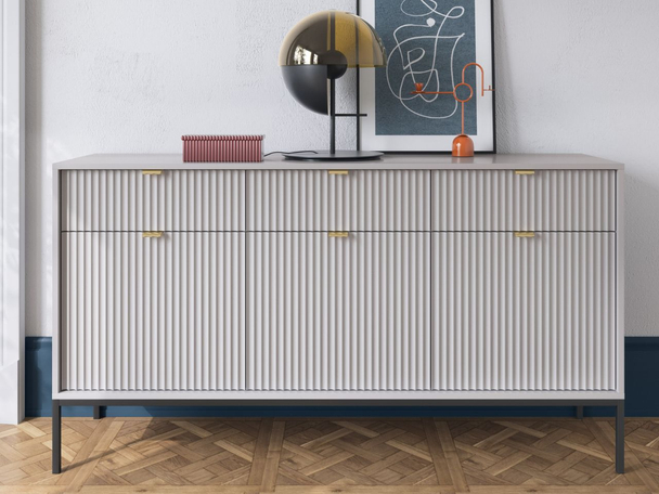 Dressoir met deuren en lades 154 cm Amber Grijs