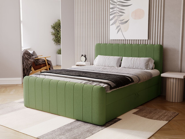 Boxspring met Opbergruimte 120x200 Osteno Groen