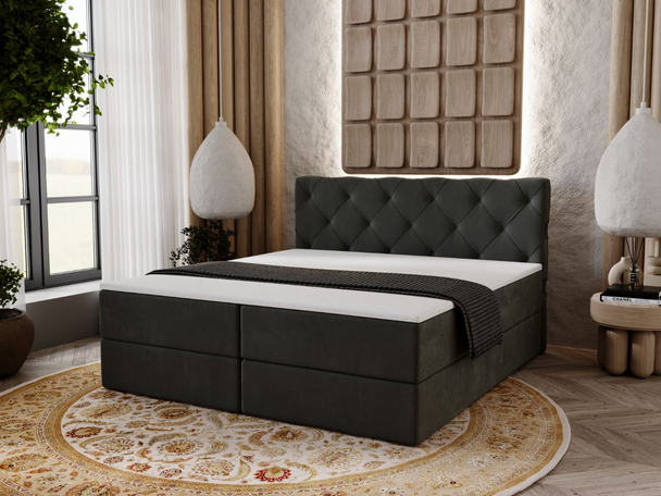 Boxspring met Opbergruimte 200x200 Napoli Donkergrijs