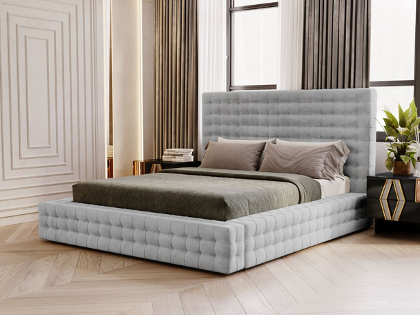 Bed met Opbergruimte en lattenbodem 180x200 Barbados Lichtgrijs