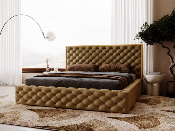 Bed met Opbergruimte en lattenbodem 180x200 Wave Bruin