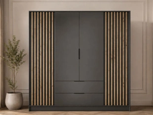 Kledingkast met lades en latten 206 cm Macron Grafiet