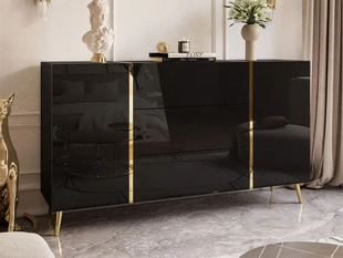 Dressoir met lades en hoge poten Lunelie Zwarte glans