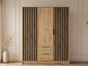 Kledingkast met lades en latten 155 cm Macron Artisan Eik