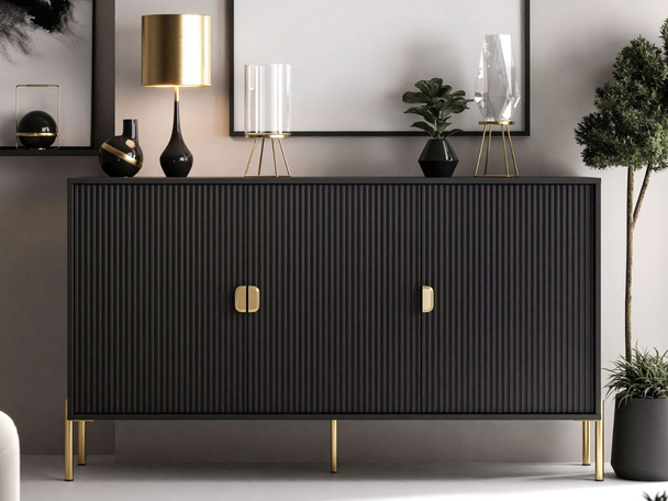 Dressoir met 3 deuren voor de woonkamer Orlean Zwart mat