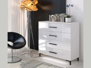 Ladekast met lades en ledverlichting Nuveo Wit glans