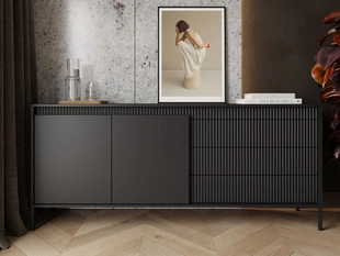 Dressoir met Deuren en Lades 187 cm Sorano Zwart