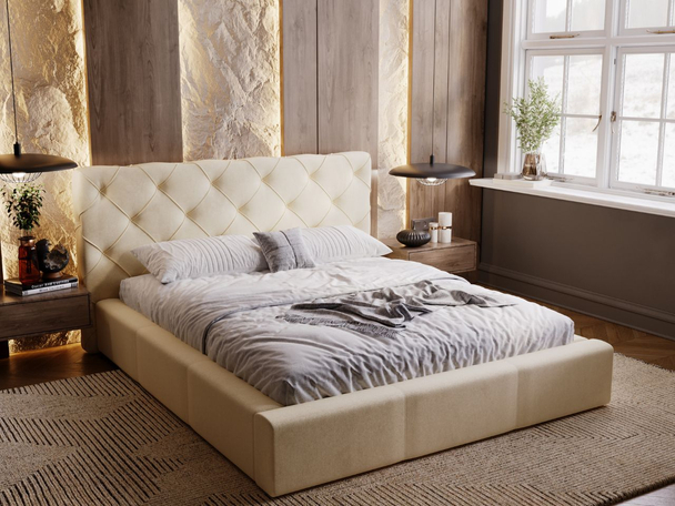 Bed met Opbergruimte en lattenbodem 180x200 Milano Beige
