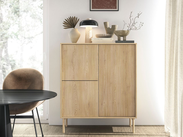Hoge dressoir met drie deuren Gradimento Bruin