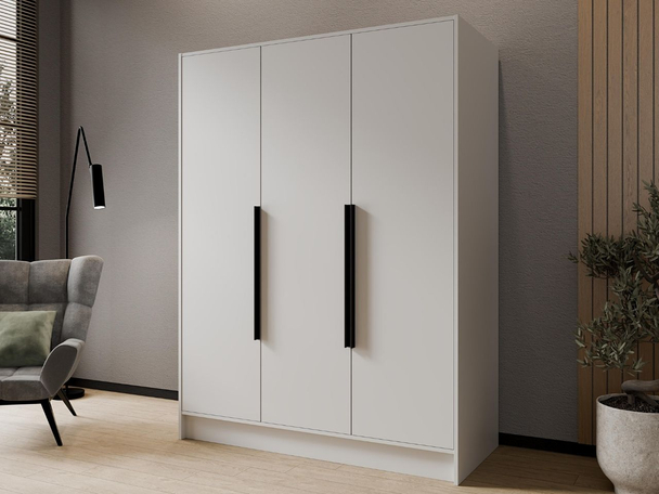 Draaideurkast 150 cm Perugia Wit met zwarte handgrepen