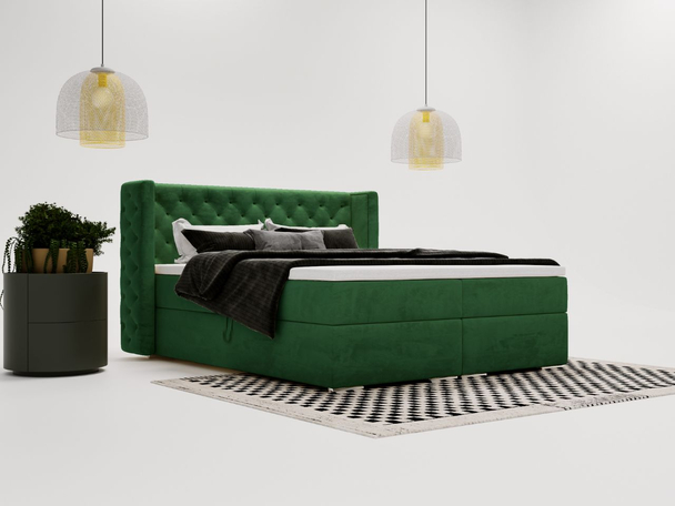 Boxspring met Opbergruimte 140x200 Lion Donkergroen