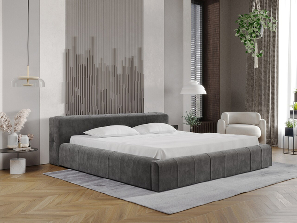 Tweepersoonsbed met Opbergruimte en lattenbodem 140x200 Lipari Donkergrijs