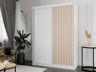 Schuifdeurkast met lamellen 150 cm Loreto Wit