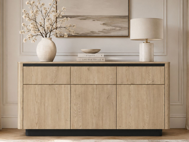 Dressoir met Deuren en Lades 160 cm Fascino Bruin, Zwart