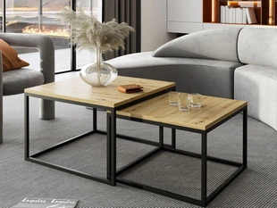Salontafel op een zwart frame Asumi Artisan Eik 40x46