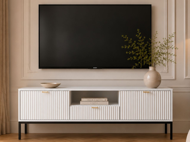 TV-Meubel met deuren en lade Amber Wit