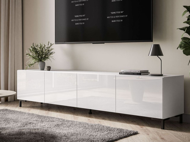 TV-Meubel met deuren 200 cm Nodoo Wit glans