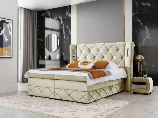 Boxspring met Opbergruimte 180x200 Neria Lux Beige