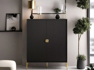 Hoge kast met twee deuren Orlean Zwart mat