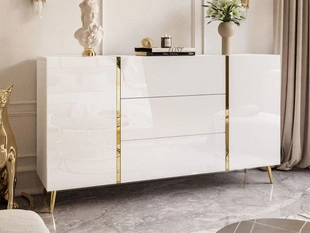 Dressoir met lades en hoge poten Lunelie Wit glans