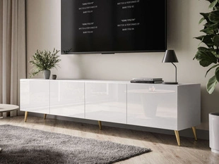 TV-Meubel met deuren op hoge poten Nodoo Wit glans