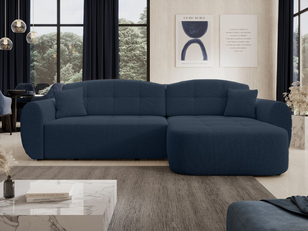 Hoekbank met Slaapfunctie en Opbergruimte Avessio Donkerblauw