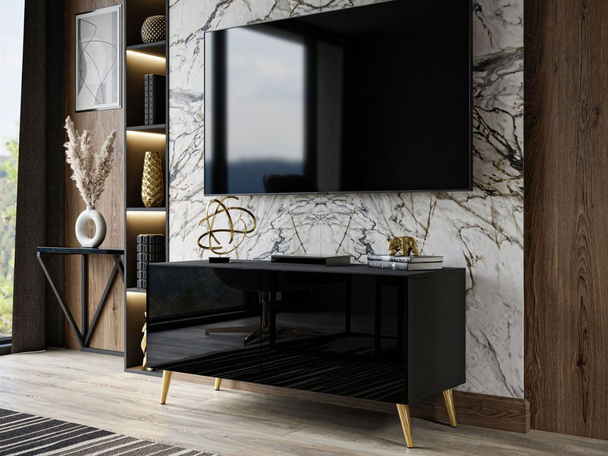 TV-meubel 100 cm met deuren Noaé Zwart glans