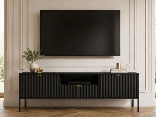 TV-Meubel met deuren en lade Amber Zwart