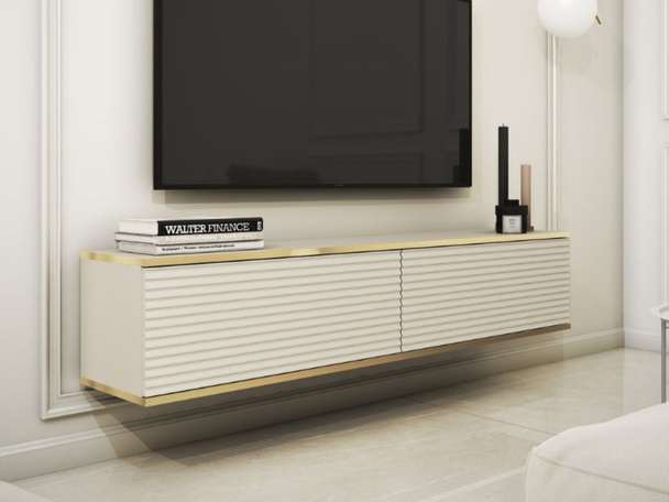TV-Hangkast met gegroefde deuren Diolo Beige