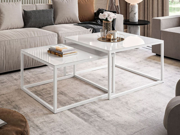 Salontafel Set 2-delig Asumi Wit 35x41