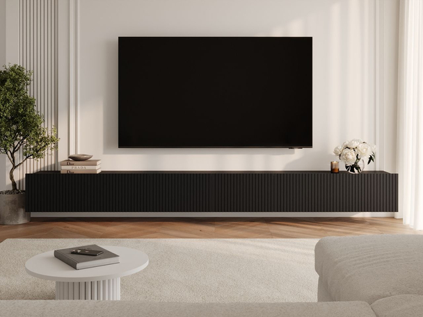 Set tv-meubels met deuren 300 cm Kioto Zwart