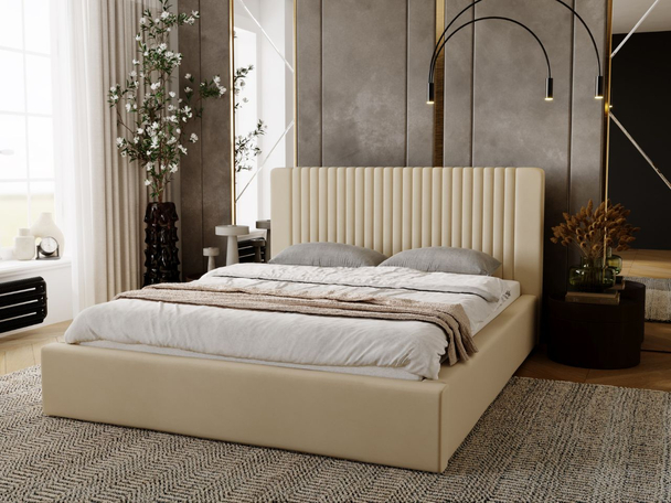 Tweepersoonsbed met Opbergruimte en lattenbodem 120x200 Malmo Beige