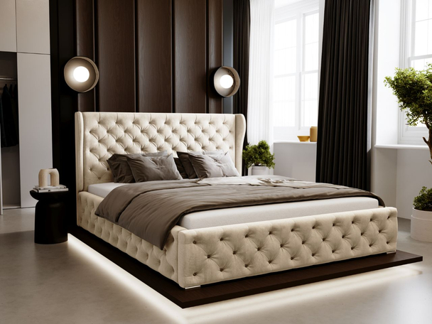Tweepersoonsbed met Opbergruimte en lattenbodem 180x200 Kingston Beige