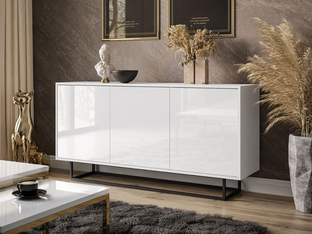Dressoir met deuren op een metalen frame Vivance Wit glans