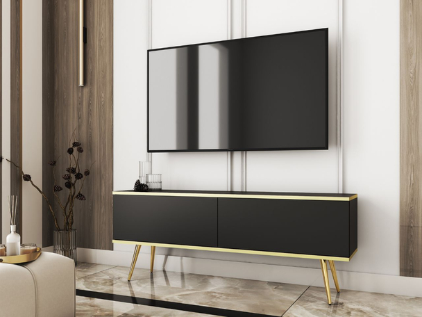 TV-Meubel met Deuren 135 cm Diolo Zwart