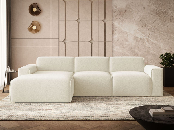 Hoekbank Links Lavia bouclé stof Lichtbeige