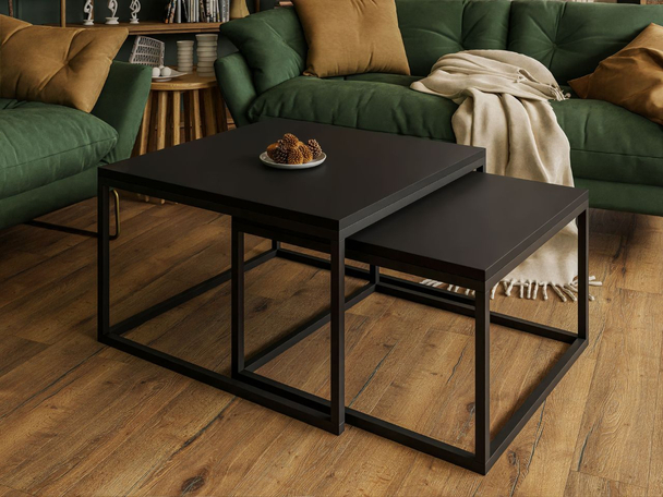 Salontafel Set 2-delig Asumi Zwart 36x42