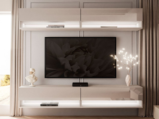Hangende wandmeubel met LED-verlichting Aurelie Kashmir glans