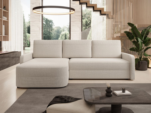 Hoekbank met Slaapfunctie en Opbergruimte Arvento Beige