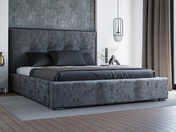 Bed met Opbergruimte en lattenbodem 200x200 Valencia Donkergrijs