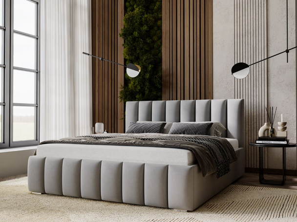 Bed met Opbergruimte en lattenbodem 200x200 Neos Grijs