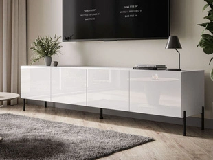 TV-Meubel met deuren op metalen poten Nodoo Wit glans