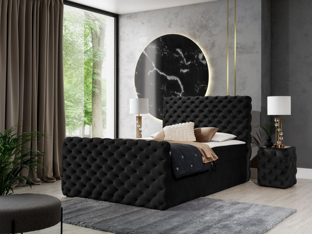Boxspring met Opbergruimte 180x200 Cleo Lux Zwart