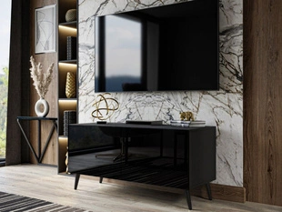 TV-meubel 100 cm met deuren en ledverlichting Noaé Zwart glans