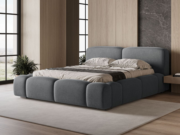Tweepersoonsbed met Opbergruimte en lattenbodem 160x200 Aubi Donkergrijs